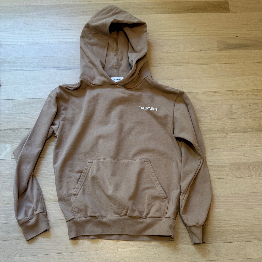 TALENTLESS  Taupe/Brown Hoodie Sweatshirt Size small
